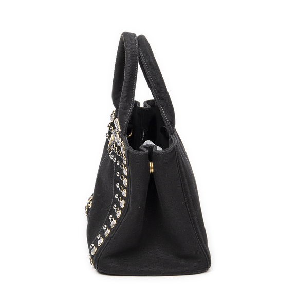 Prada Small Rhinestone Canapa Tote - Picture 3 of 10